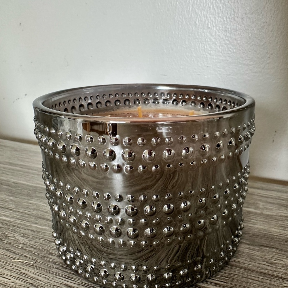 Spiced Butter Rum- HomeWorx by Harry Slatkin Elegant Silver Dotted Candle